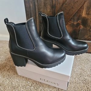 Block Heel Studded Chelsea Boots